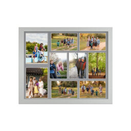 AK Frames 20X16 Silver Sleek Multi Photo Frame With Mid Grey Mount - Holds 9 Apertures (2X) 7X5, (7X) 6X4 Photos - thumbnail 1