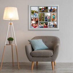 AK Frames 20X16 Silver Sleek Multi Photo Frame With Mid Grey Mount - Holds 9 Apertures (2X) 7X5, (7X) 6X4 Photos - thumbnail 3