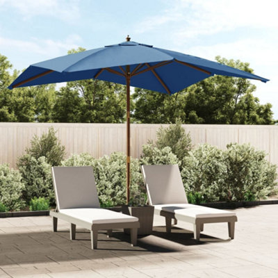 Berkfield Garden Parasol With Wooden Pole Azure Blue 300X300X273 Cm - image 1
