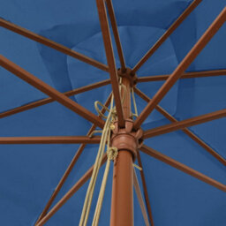 Berkfield Garden Parasol With Wooden Pole Azure Blue 300X300X273 Cm - thumbnail 5