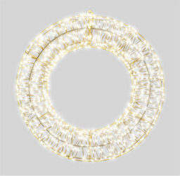 Xmas Haus 70X9Cm 2D White Metal Wreath With 1200 Warm White Led
