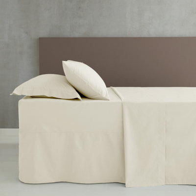 Catherine Lansfield Bedroom Easy Iron Percale Combed Platform Valance Sheet 38Cm Frill Cream - image 1