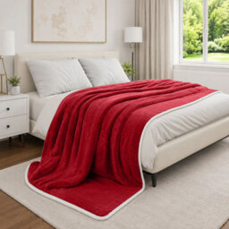Moonlight Bedding Sherpa Fleece Throw Blanket Burgundy King Soft Thick & Fluffy Reversible Throw For Sofa, Bed & Travel Blanket - thumbnail 7