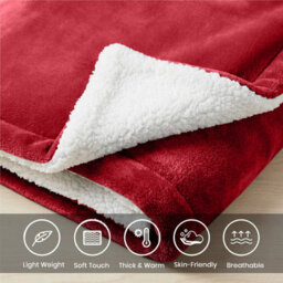 Moonlight Bedding Sherpa Fleece Throw Blanket Burgundy King Soft Thick & Fluffy Reversible Throw For Sofa, Bed & Travel Blanket - thumbnail 3