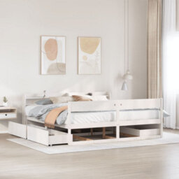 Berkfield Bed Frame Without Mattress White 180X200 Cm Super King Solid Wood Pine - thumbnail 1