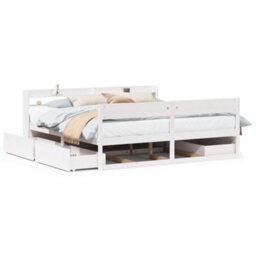Berkfield Bed Frame Without Mattress White 180X200 Cm Super King Solid Wood Pine - thumbnail 2