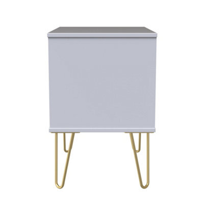 Pesaro Ready Assembled Matt White No Effect 2 Drawer Bedside Chest (H)525mm (W)570mm (D)395mm - image 1