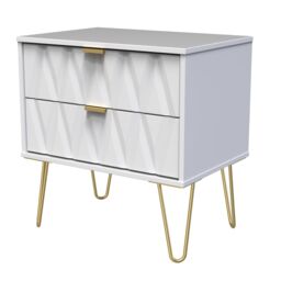 Pesaro Ready Assembled Matt White No Effect 2 Drawer Bedside Chest (H)525mm (W)570mm (D)395mm - thumbnail 7