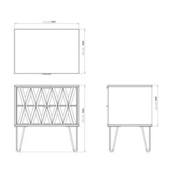 Pesaro Ready Assembled Matt White No Effect 2 Drawer Bedside Chest (H)525mm (W)570mm (D)395mm - thumbnail 4