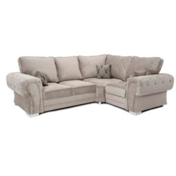 Furnishings For Less UK Milan 4 Seater L Shaped Corner Sofa Full Back Chesterfield Arms Mink Right Hand Facing - thumbnail 1