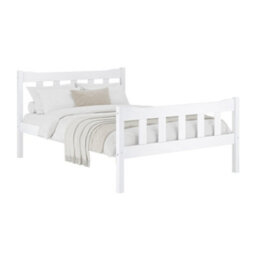 Wyld Haus Tralee 5Ft King Wooden Bed, White-Washed Slatted Headboard And Footboard - thumbnail 3