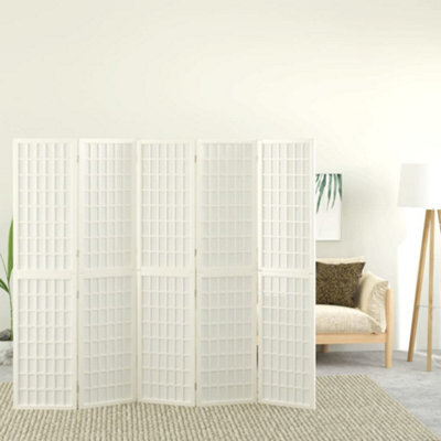 Berkfield Folding 5-Panel Room Divider Japanese Style 200X170 Cm White - image 1