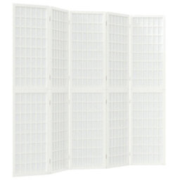 Berkfield Folding 5-Panel Room Divider Japanese Style 200X170 Cm White - thumbnail 2
