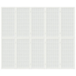 Berkfield Folding 5-Panel Room Divider Japanese Style 200X170 Cm White - thumbnail 3
