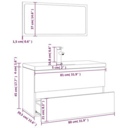 Walplus Bathroom Furniture Set Grey Sonoma Engineered Wood - thumbnail 7