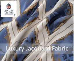 Luxury Living Luxury Diamond Jacquard Fully Lined Ring Top Curtains With Metallic Thread 229Cm X 229Cm Blue/gold - thumbnail 2