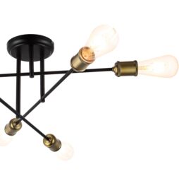 GoodHome Round Matt Metal Black Antique Brass Effect 6 Lamp Ceiling Light - thumbnail 4