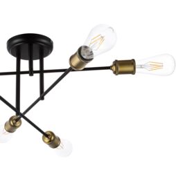 GoodHome Round Matt Metal Black Antique Brass Effect 6 Lamp Ceiling Light - thumbnail 5