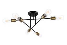 GoodHome Round Matt Metal Black Antique Brass Effect 6 Lamp Ceiling Light - thumbnail 3