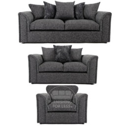 Furnishings For Less UK Byron Dundee Chenille Fabric 3 Piece Sofa Set - 3 2 1  Grey - thumbnail 1