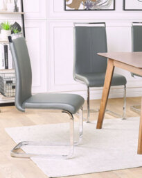 Beliani Set Of 2 Dining Chairs Greedin Faux Leather Grey - thumbnail 2