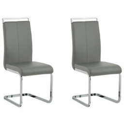 Beliani Set Of 2 Dining Chairs Greedin Faux Leather Grey