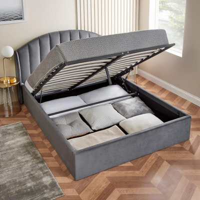 Home Treats Curved Ottoman Bed With Mattress Single Small Double Storage Bed - image 1