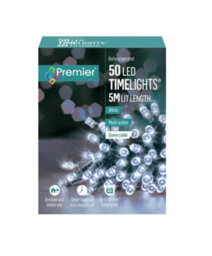 Premier Decorations Limited 50 Battery Operated Led Timelights White Multi-Action - thumbnail 1