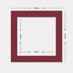 "Ak Frames Burgundy 8X8"" Picture Mount To Fit 6X6"" Aperture Size - Mount Board Only (No Frame Included)" - thumbnail 2