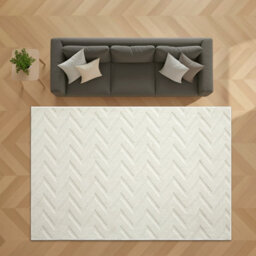 Bedlooms Cream High Low Pile Rug 120X170Cm, Soft Thick Piles,  Diamond Pattern, Modern Area Rugs And Bedroom Rug - thumbnail 1