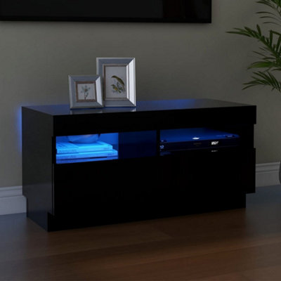 Berkfield Tv Cabinet With Led Lights Black 80X35X40 Cm - image 1