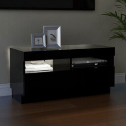 Berkfield Tv Cabinet With Led Lights Black 80X35X40 Cm - thumbnail 5
