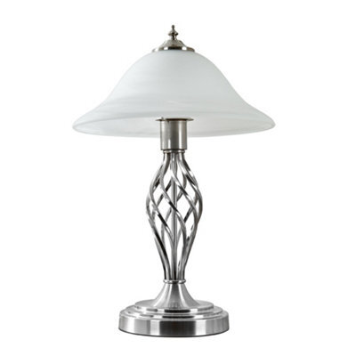 Valuelights Memphis Traditional Style Satin Nickel Barley Twist Table Lamp With Frosted Shade - image 1