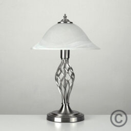 Valuelights Memphis Traditional Style Satin Nickel Barley Twist Table Lamp With Frosted Shade - thumbnail 4