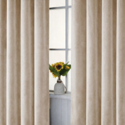 Bedlooms Beige Crushed Velvet Curtains Blackout Thermal Insulated Eyelet Curtain (Pair) 66 X 54 Inches With Tie Back Two - thumbnail 8