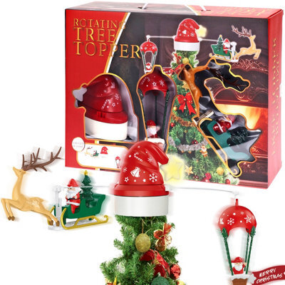 Urbn-Living Urbnliving 80Cm Width Red & Green Christmas Tree Rotating Topper Led Sound Spinning Santa Musical Ornament Home Décor - image 1