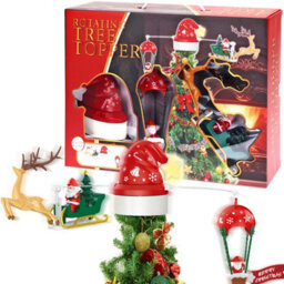 Urbn-Living Urbnliving 80Cm Width Red & Green Christmas Tree Rotating Topper Led Sound Spinning Santa Musical Ornament Home Décor - thumbnail 1