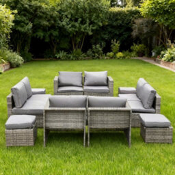 14 Pieces Pe Rattan Garden Sofa Set, 12 Seater Garden Conversation Set - thumbnail 2
