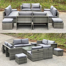 14 Pieces Pe Rattan Garden Sofa Set, 12 Seater Garden Conversation Set - thumbnail 3