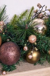 Christmas Tree World 180Cm Decorated Mixed Pine Garland With Bronze & Copper Baubles - thumbnail 4
