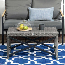 Outsunny Pe Wicker Outdoor Coffee Table, Rattan Side Table W/ Plastic Board - thumbnail 7