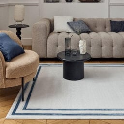 The Rugs Carmel Cream/blue Bordered Area Rug And Runner Non Shedding, Stain Resistant, Soft - thumbnail 8