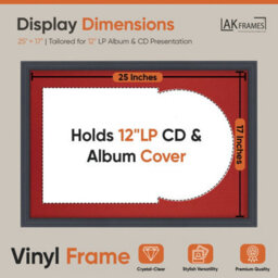 "AK Frames 25X17"" Dark Grey Step Vinyl Record Frame With Crimson Mount For 12 Inch Lp Cover & Disc - Overlapped Design" - thumbnail 2