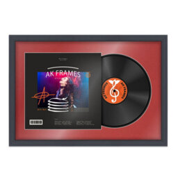 "AK Frames 25X17"" Dark Grey Step Vinyl Record Frame With Crimson Mount For 12 Inch Lp Cover & Disc - Overlapped Design" - thumbnail 1