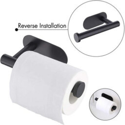 Living And Home Black Toilet Paper Holder Rustproof Wall Mounted For Bathroom - thumbnail 3