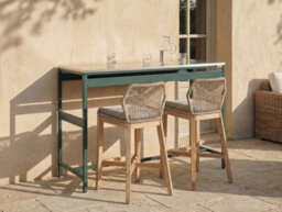 Beliani Outdoor Bar Table Maenza 120 Cm 40 Cm Metal Green - thumbnail 2