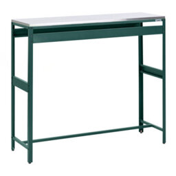 Beliani Outdoor Bar Table Maenza 120 Cm 40 Cm Metal Green - thumbnail 1