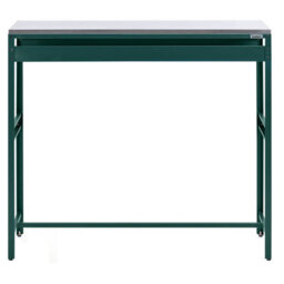 Beliani Outdoor Bar Table Maenza 120 Cm 40 Cm Metal Green - thumbnail 4