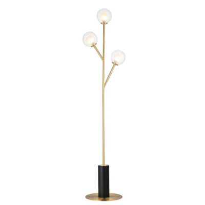 Luminosa Lighting Luminosa Rome Complete Floor Lamp, Satin Brass Plate, Glass - image 1