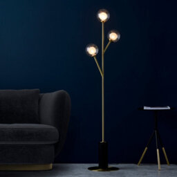 Luminosa Lighting Luminosa Rome Complete Floor Lamp, Satin Brass Plate, Glass - thumbnail 2